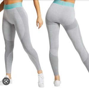 NWT‎ Gymshark Flex Legging V3 light grey / turquoise sz XS